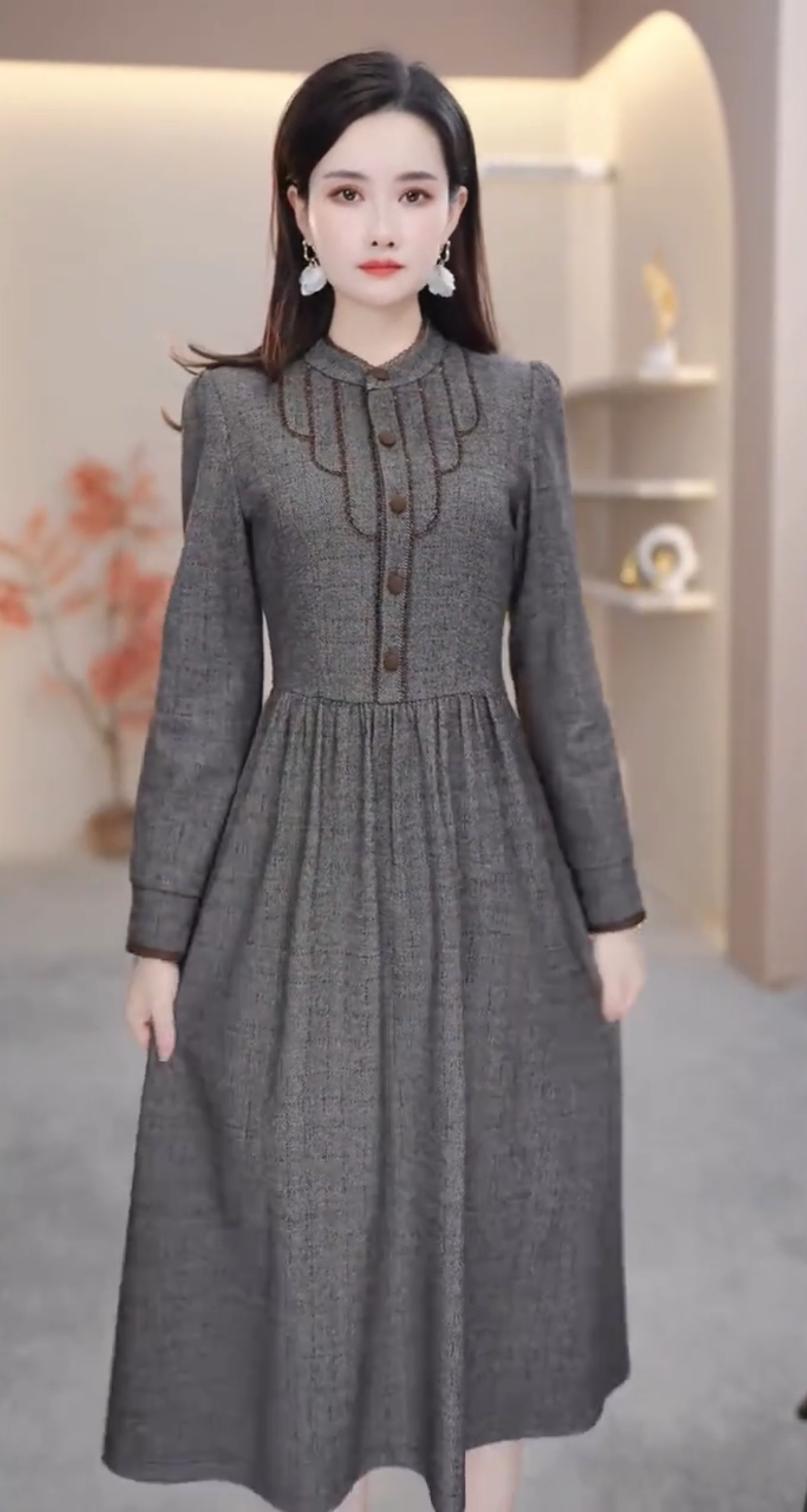 【玥欣服饰】KK200#2025 春季 减龄 显瘦 修身 收腰 长袖 连衣裙