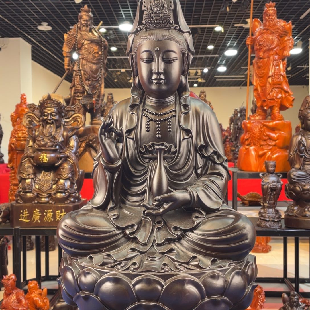 阿***）风车木（黑檀木）60公分观音