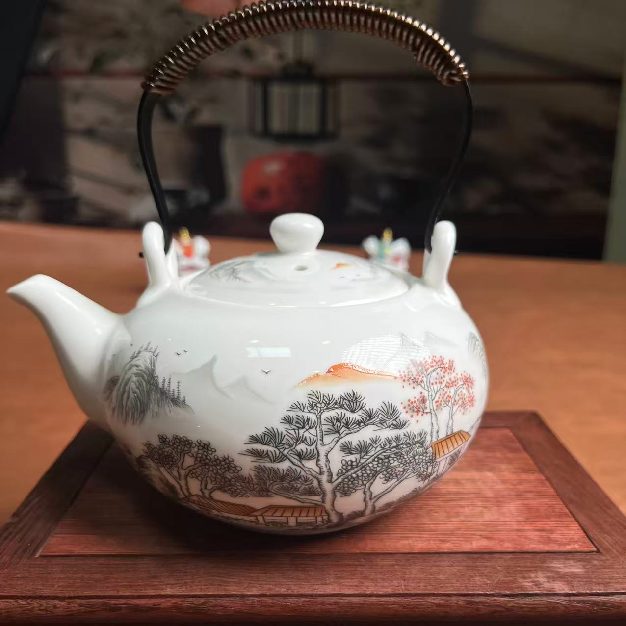 瓷器 水墨山居提梁壶-3811