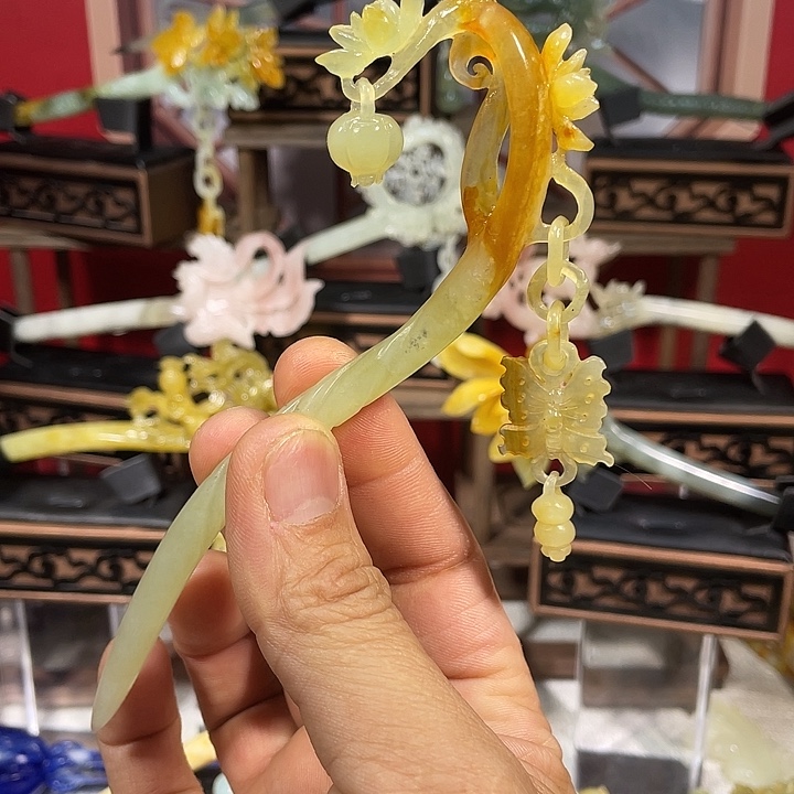岫玉玉雕发簪未镶嵌
