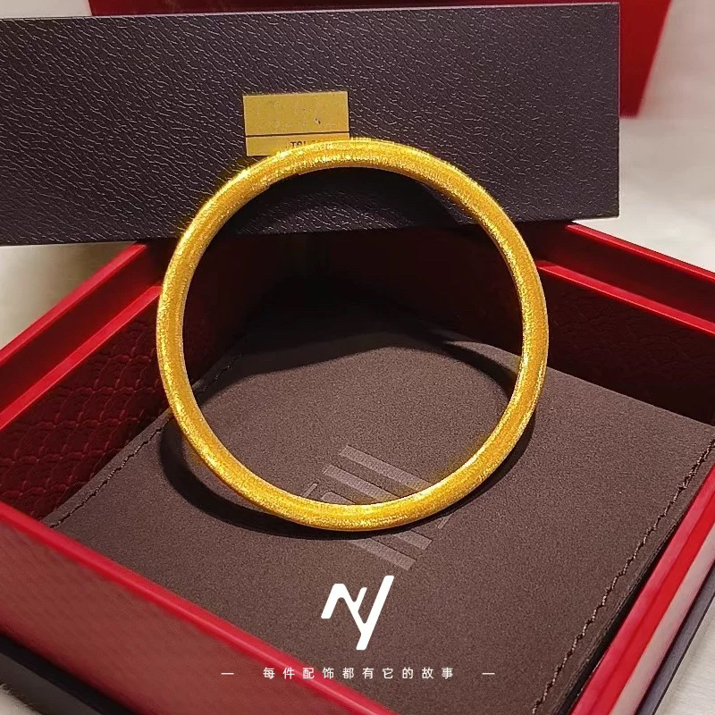 新中式轻奢网红丝绒金拉丝经典金色百搭镯子