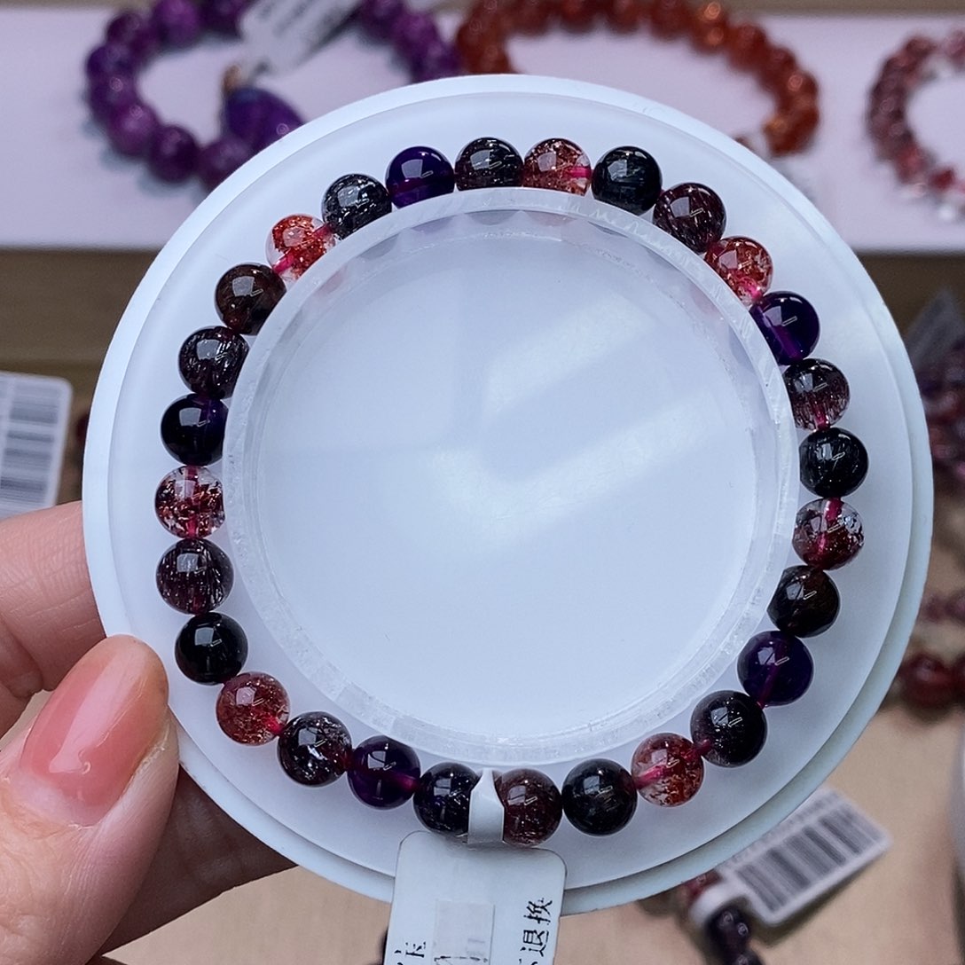 水晶手链未镶嵌黑加仑超七6+m