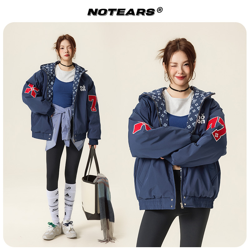 【复古老花图案】美式街头休闲秋冬棉服保暖情侣加厚上衣外套M018