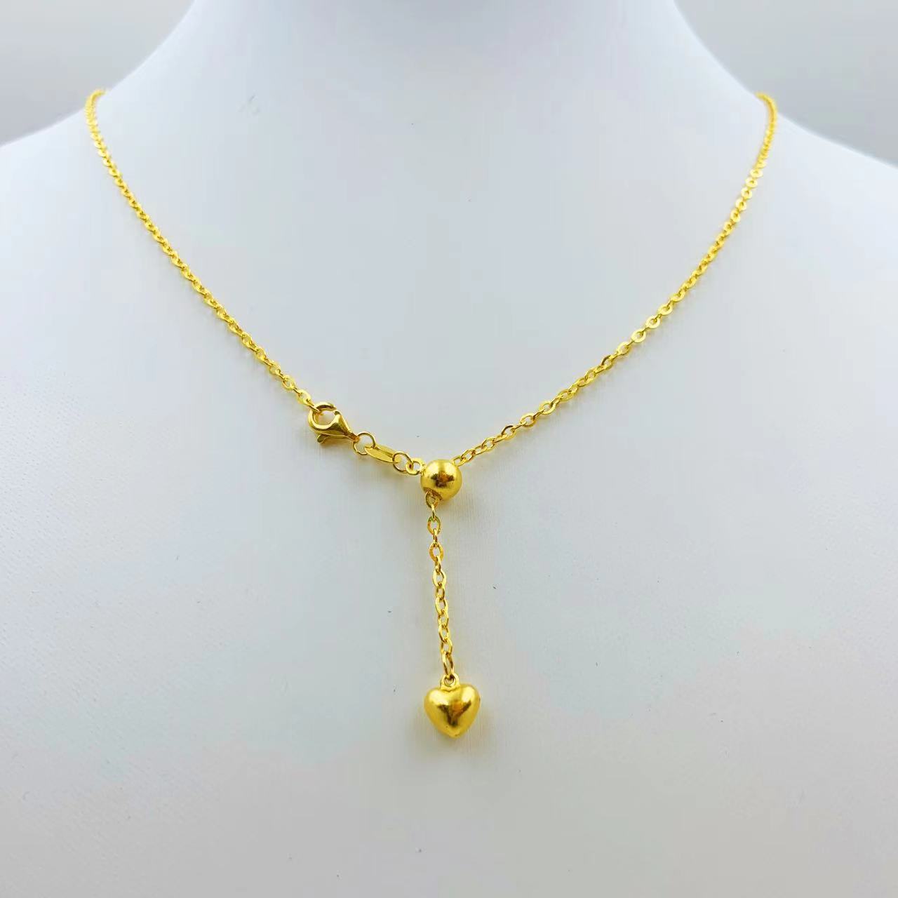 足金999 爱心抽拉调节闪o链项链 素链 5G工艺黄金按克卖 A2
