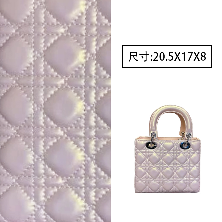 手工真皮女包  单肩斜跨包 四格羊皮珠光粉 