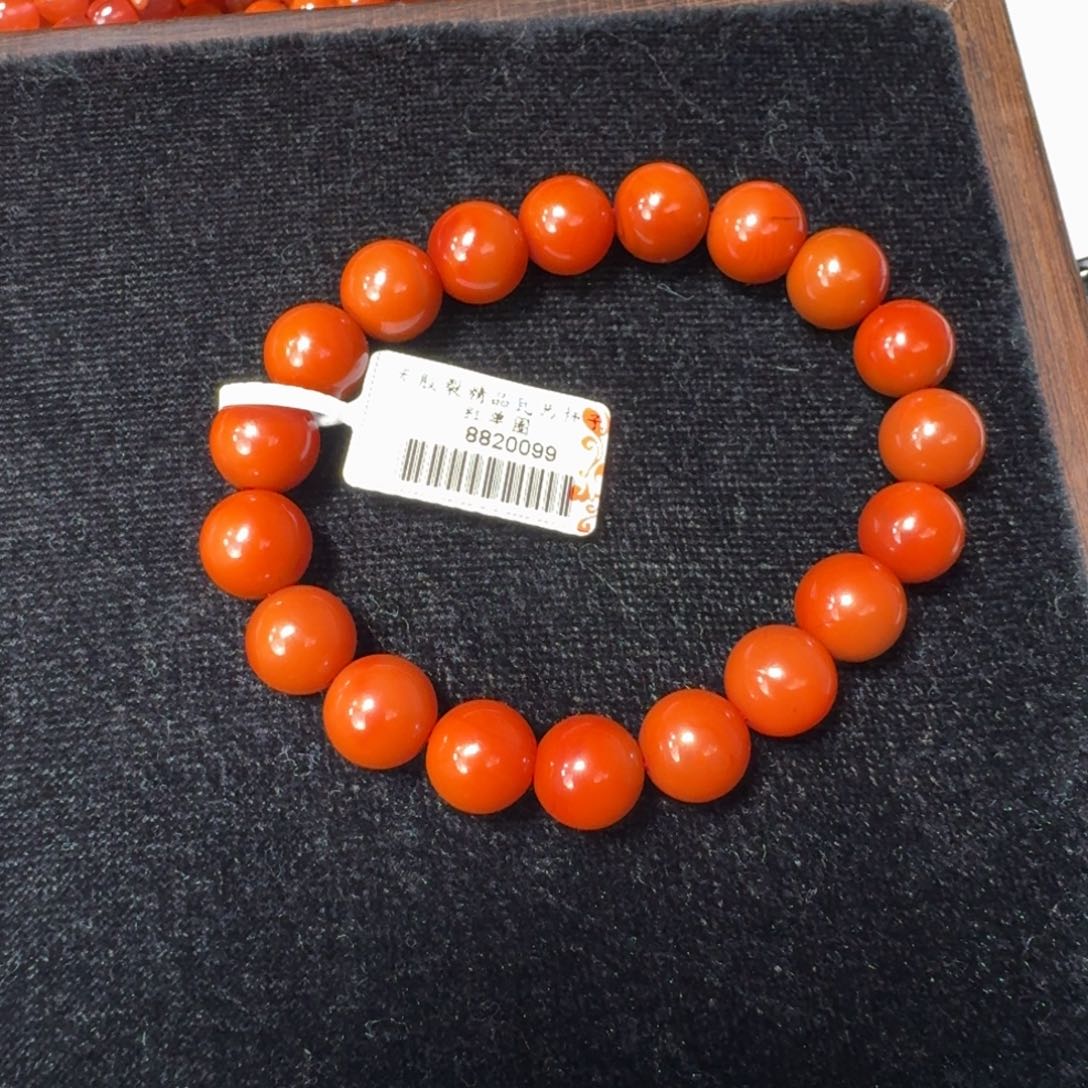 南红玛瑙未镶嵌手串精品柿子红单圈
