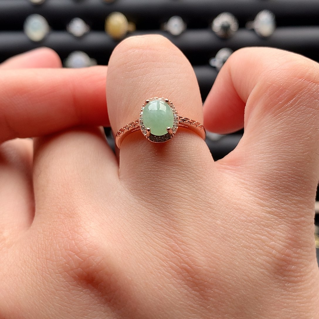 翡翠戒指银S925镶嵌0023