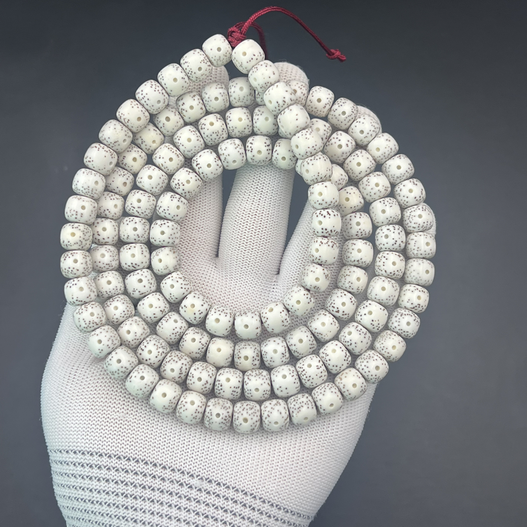 10*9脱脂顺白海南星月菩提正月通体留白精选高密高瓷108长串老型