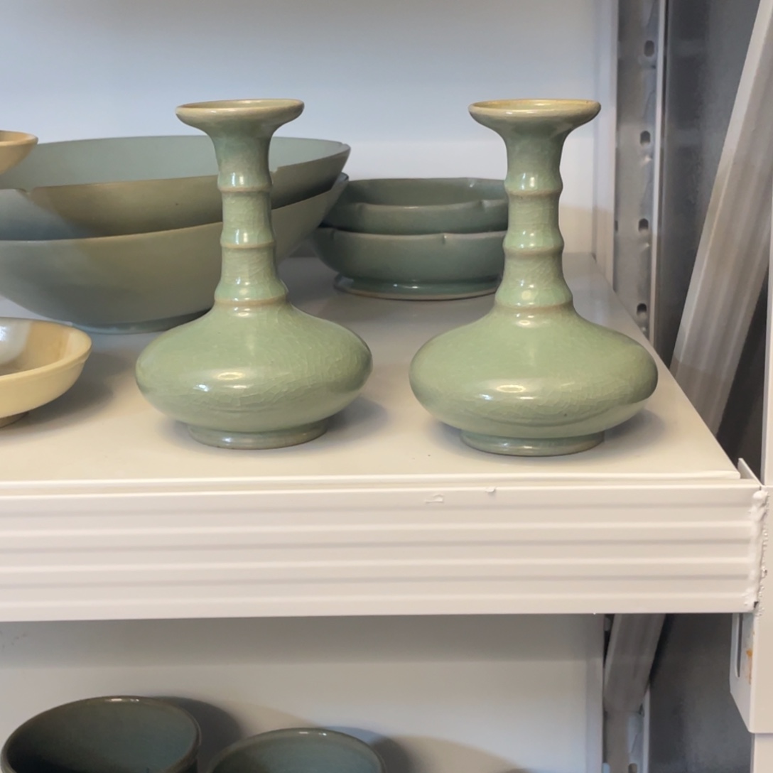 赏品014汝竹节瓶一对