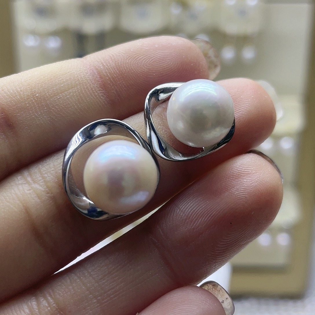 淡水珍珠耳饰银S925镶嵌