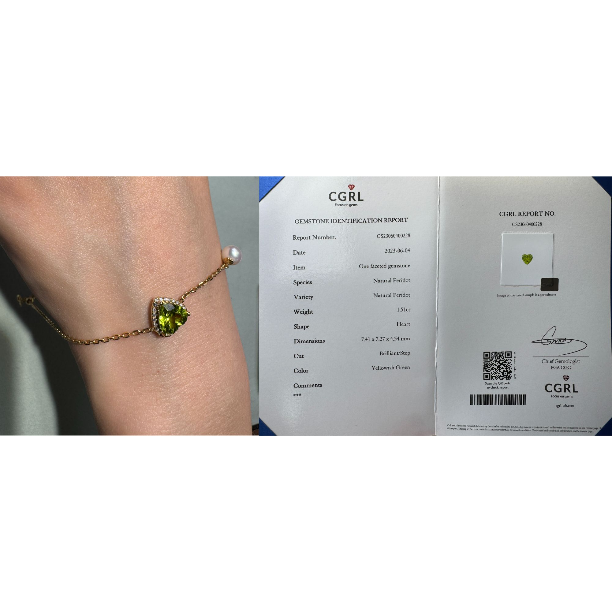 5 橄榄石手链 1.5ct