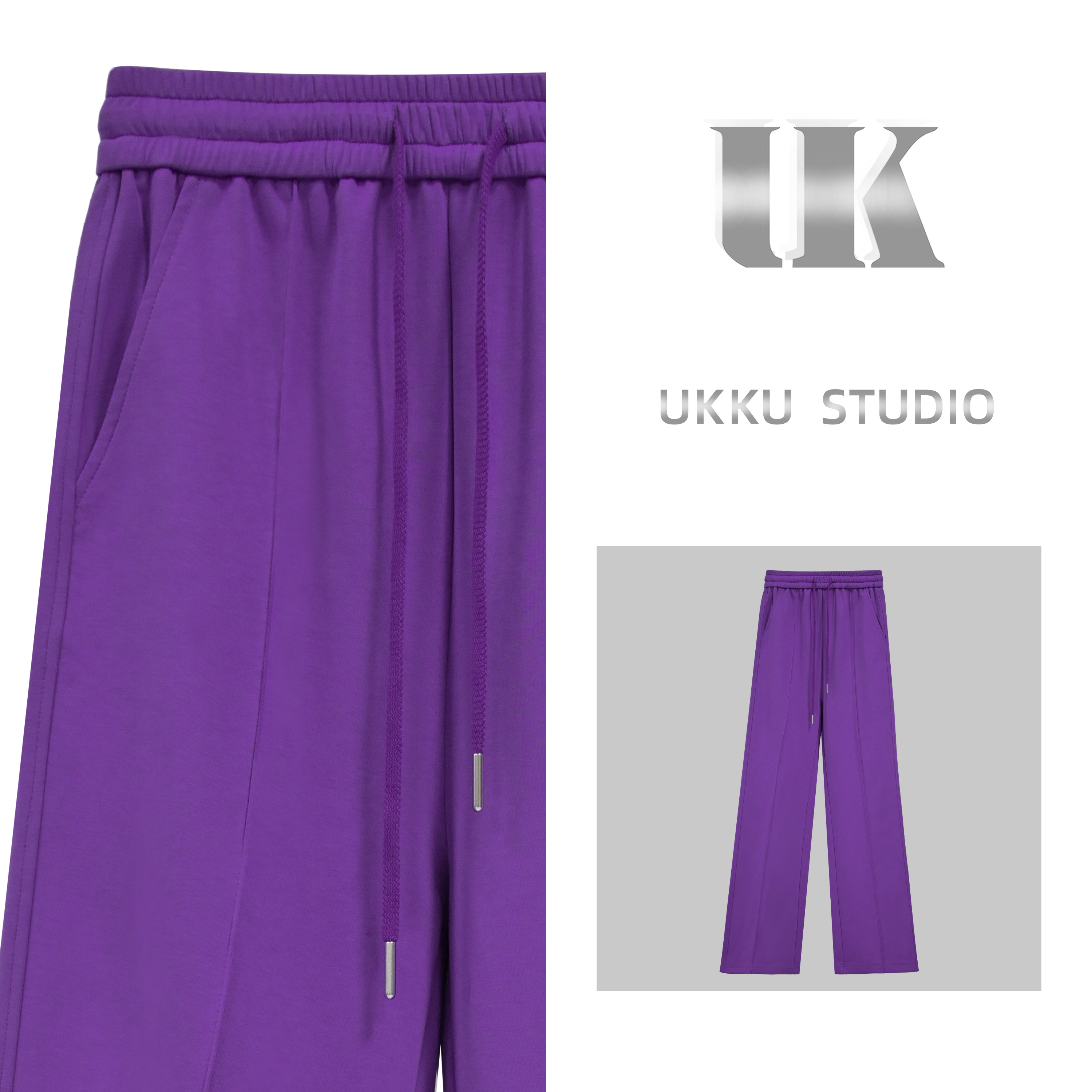 丹丹【UKKUSKUDIO】网红气质修身时尚紫色显瘦塑形女神长裤512885