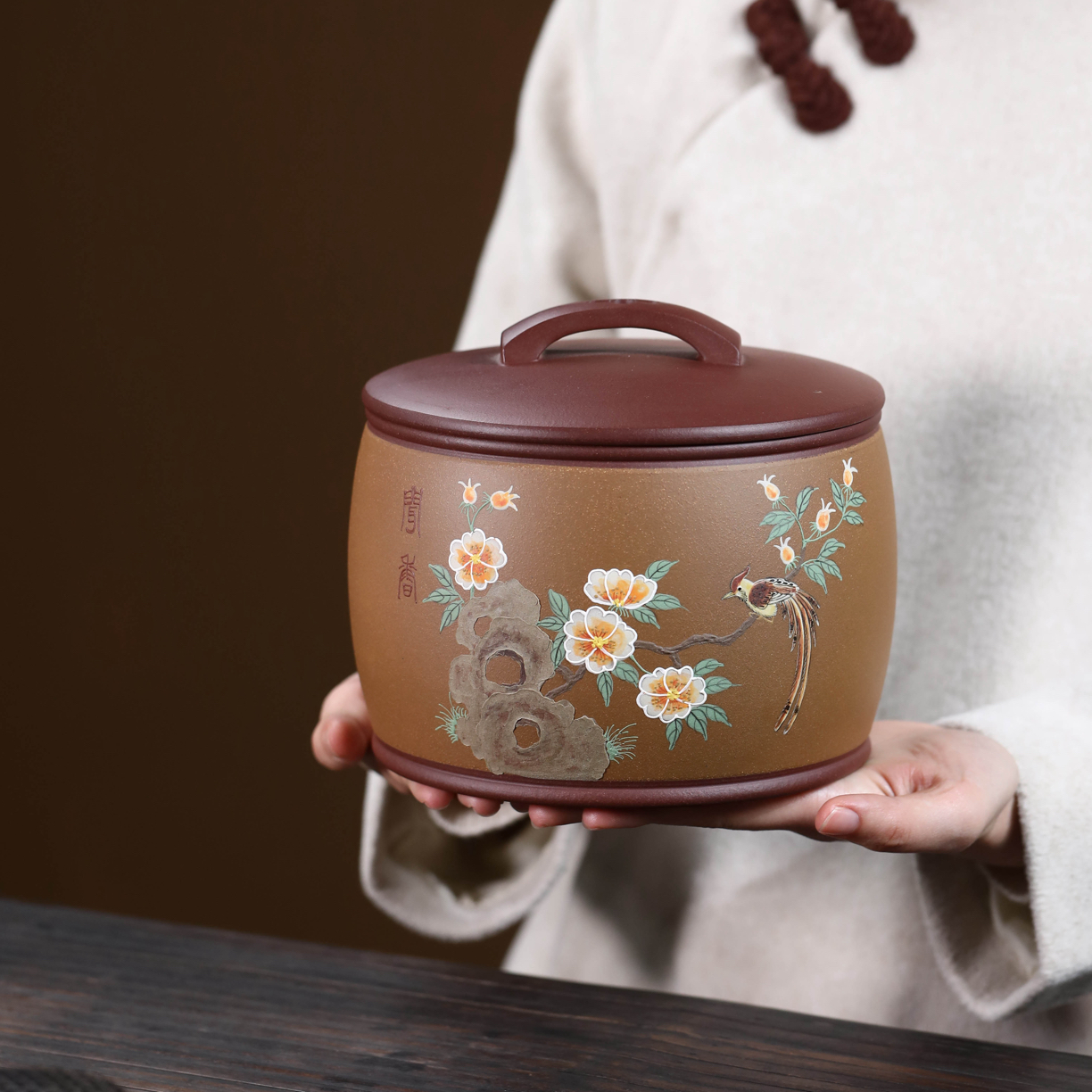 宜兴紫砂茶叶罐防潮避光普洱茶储存中式大容量家用散茶陶瓷储茶罐