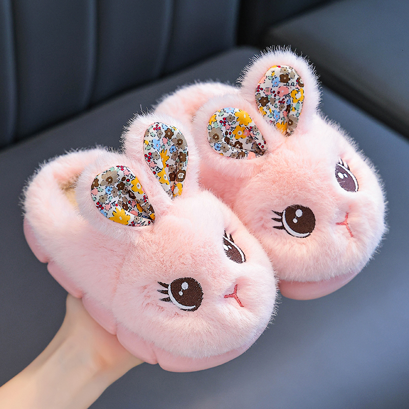 女童棉拖鞋秋冬儿童毛拖鞋兔子男孩宝宝冬季小孩家居室内轻便棉拖