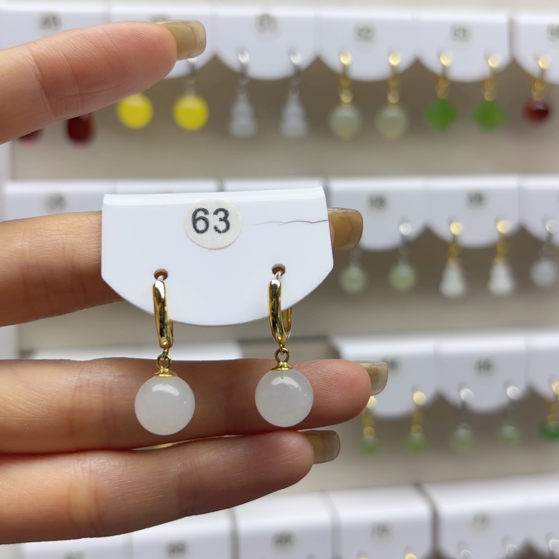 银S925镶嵌和田玉耳饰