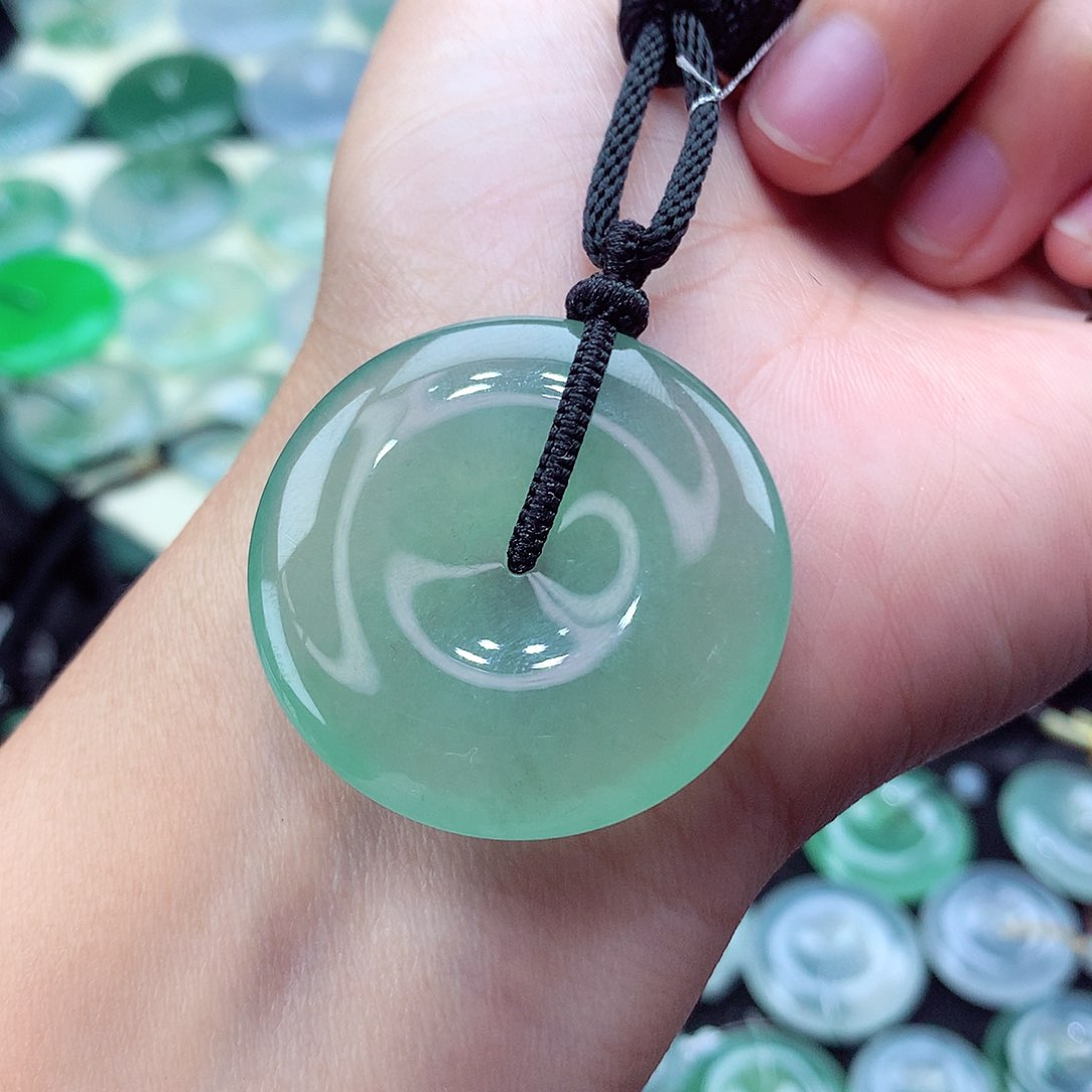 翡翠未镶嵌颈饰编号91-尺寸34.5/6.3