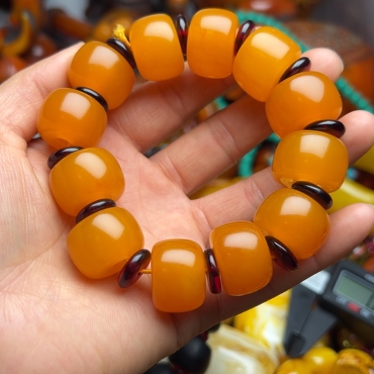 琥珀（花珀）手串未镶嵌蜜蜡