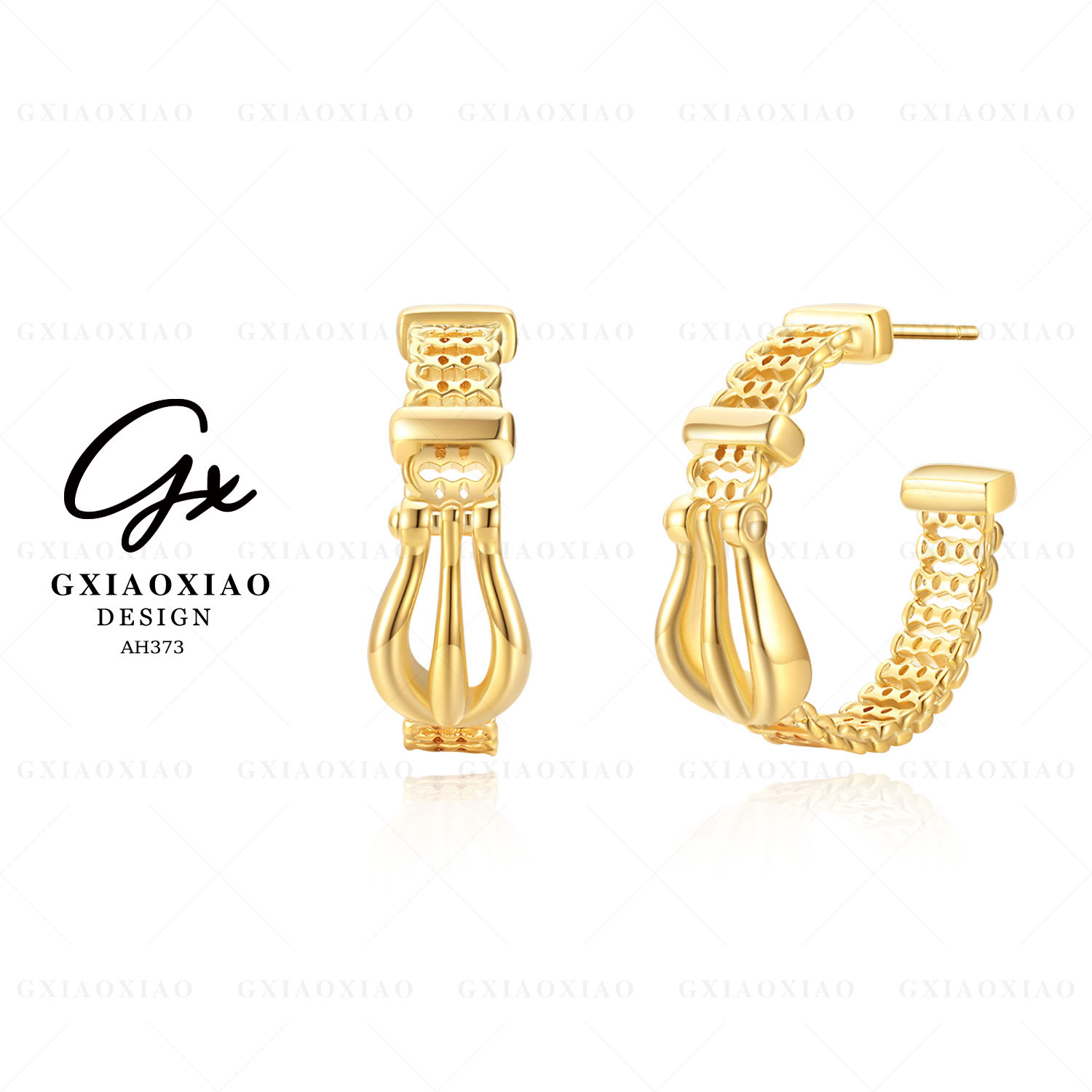 G XIAOXIAO 镀K金【日暮西沉】时尚气质百搭U形耳环 AH373