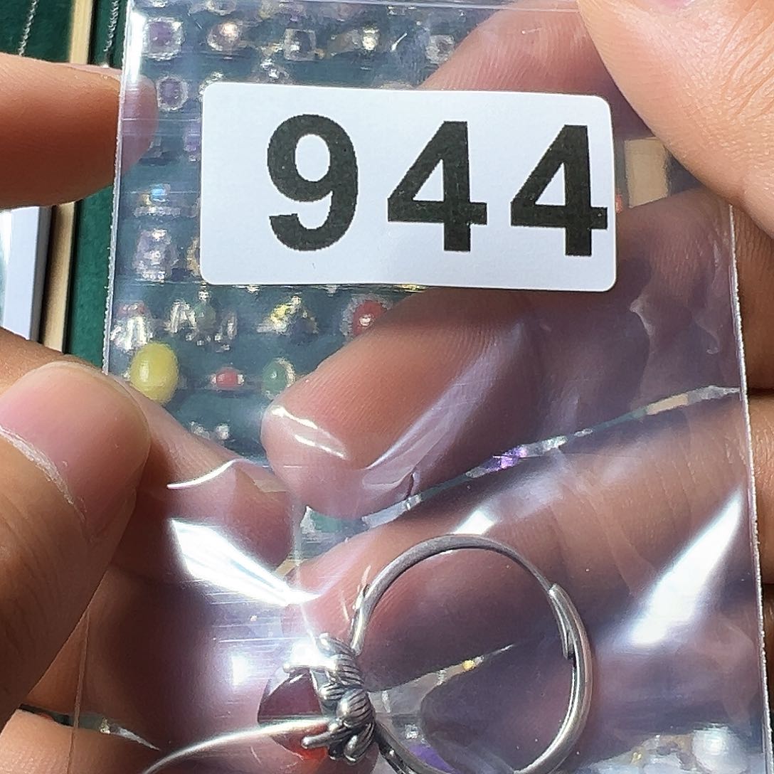 石榴石戒指银S925镶嵌鱼*