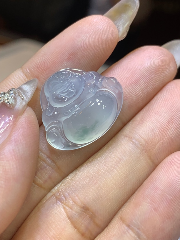 缅甸天然翡翠A货，冰透水润一刀切佛，雕刻精致整体均匀性价比