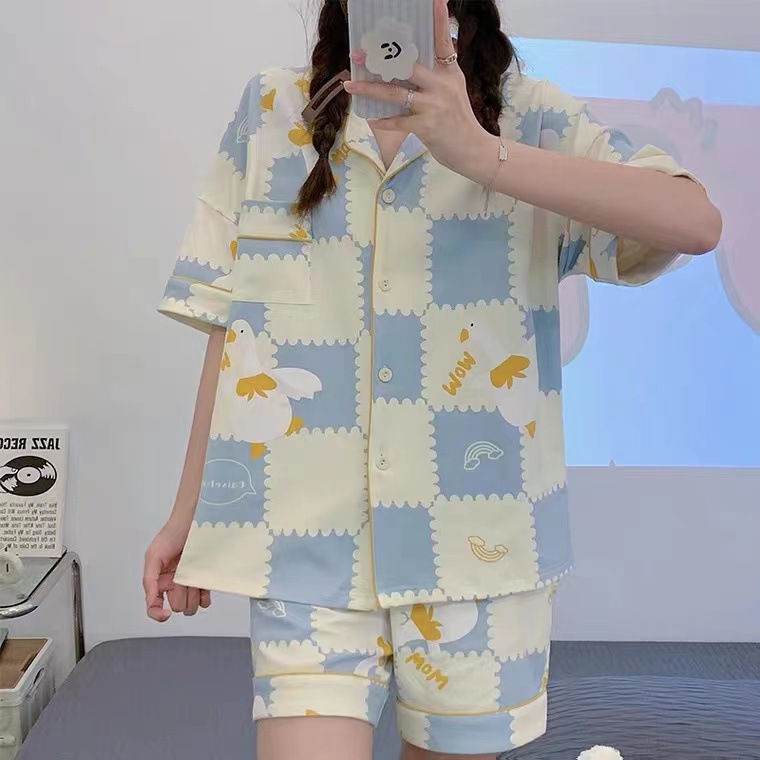 夏季睡衣女可爱休闲居家服睡裙宽松套装A59