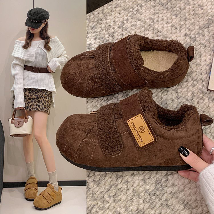 磨术帖内增高加绒加厚防滑耐磨勃肯棉鞋雪地靴冬季纯色休闲风棉鞋