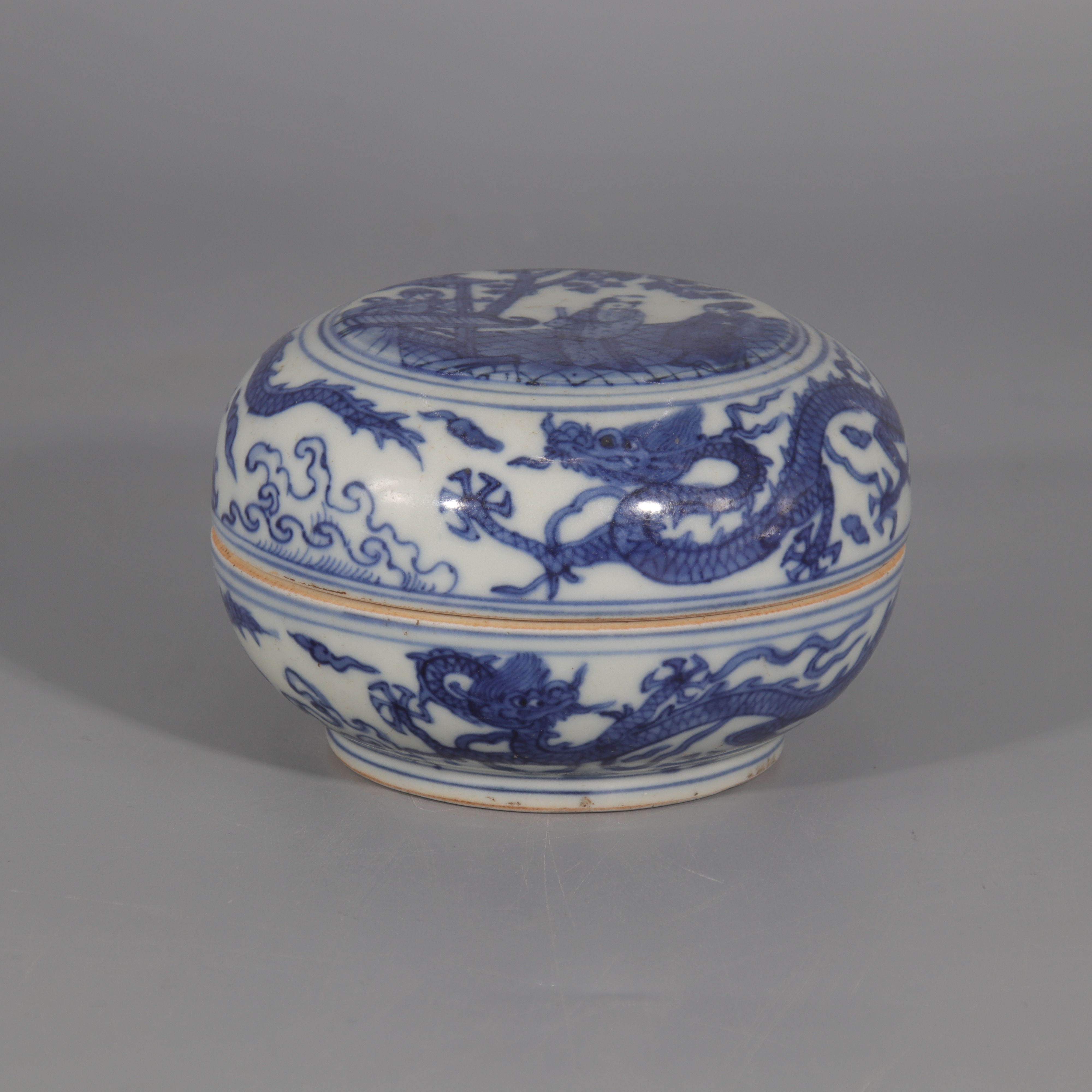 青花人物印盒H501-095