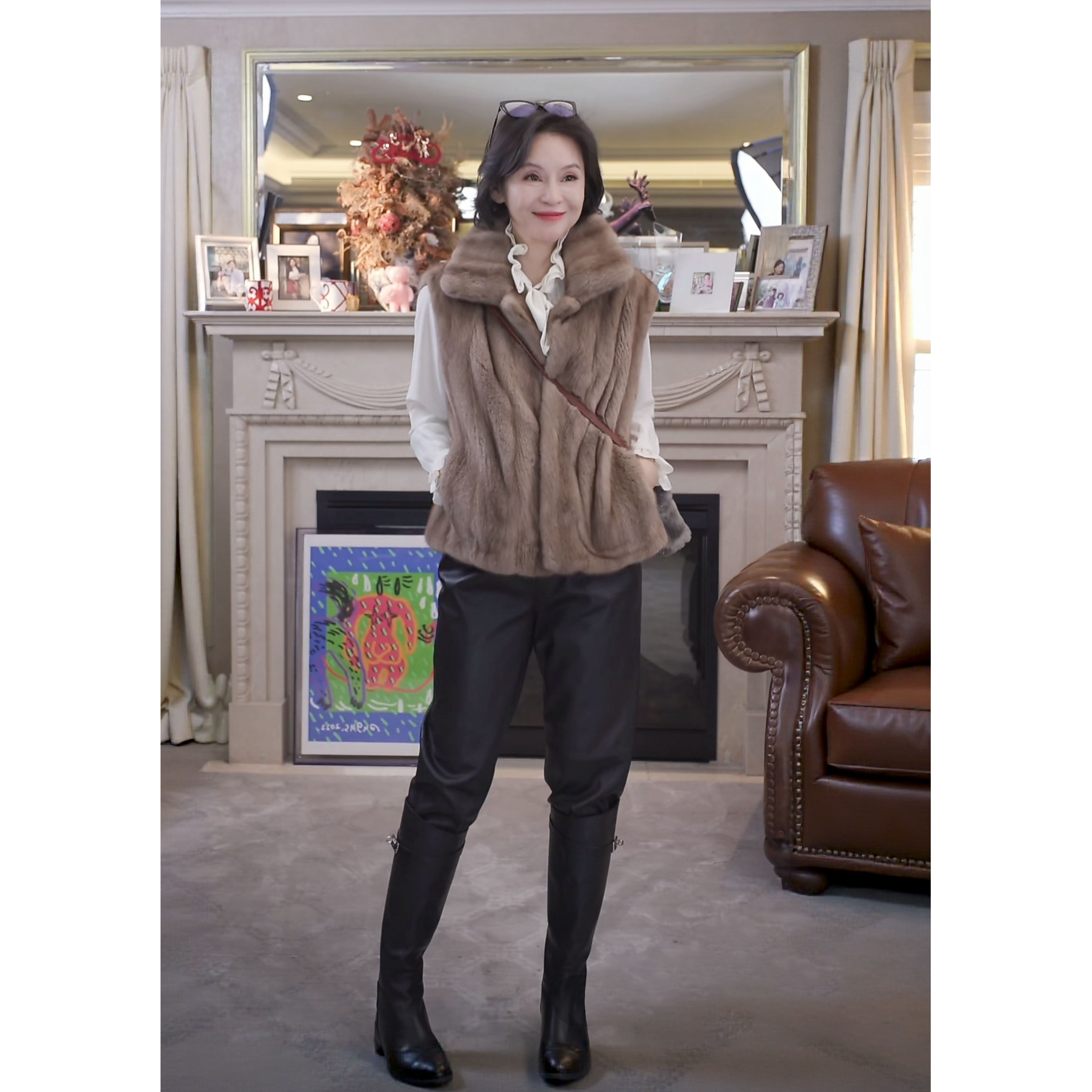 我是摩羯 帕斯条马甲 高奢哥本哈根紫标天鹅绒短2母貂冬皮草