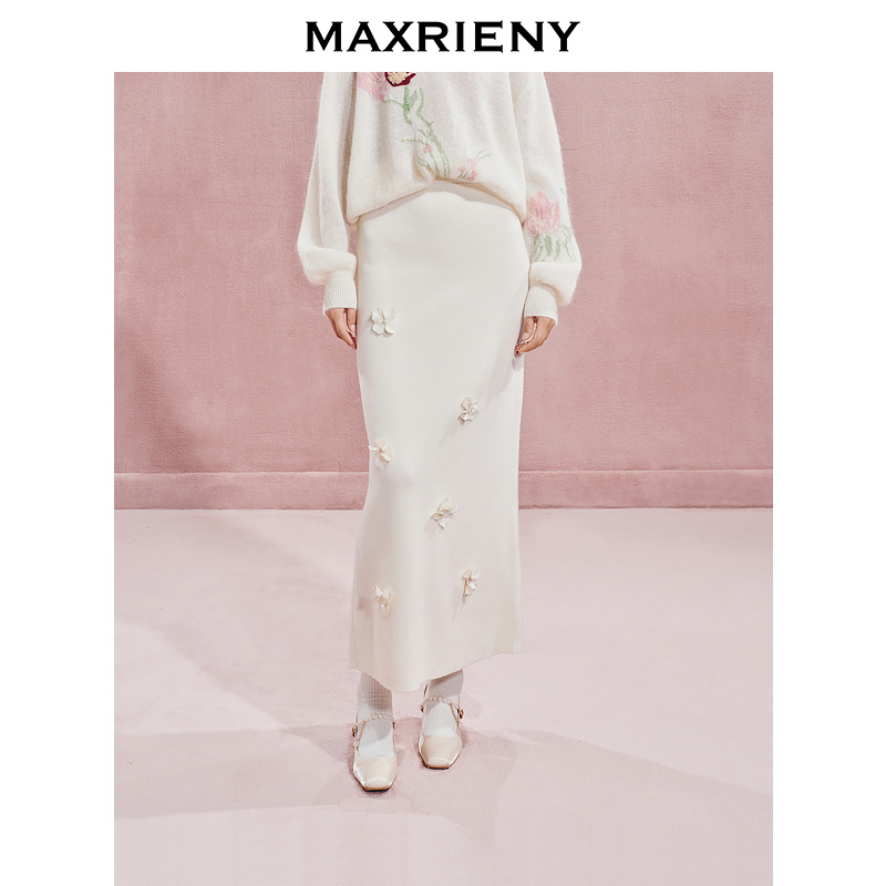 【贵雅日常-商场同款】MAXRIENY温柔浪漫感针织半裙秋冬长裙