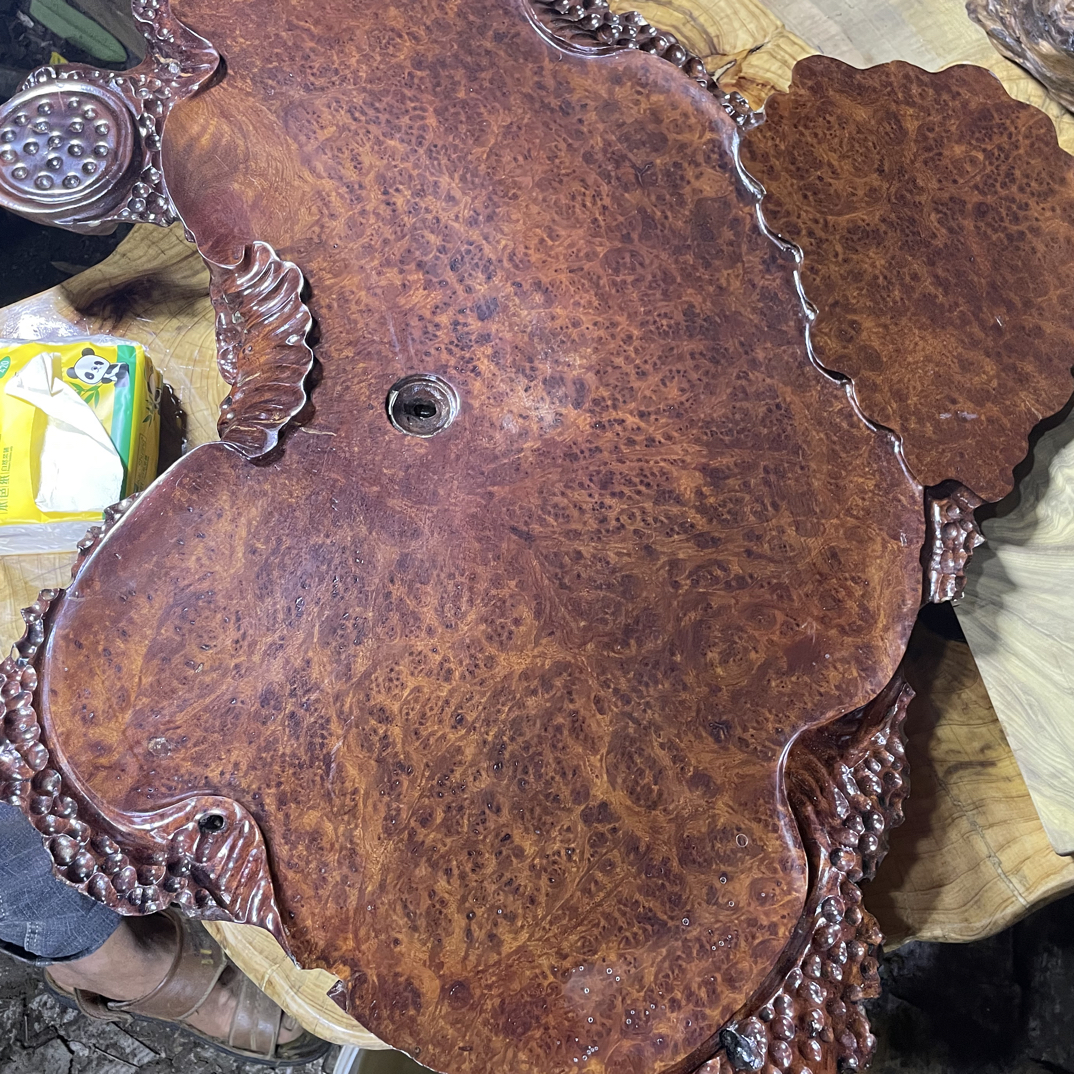 精美大尺寸红金章简约复古茶盘