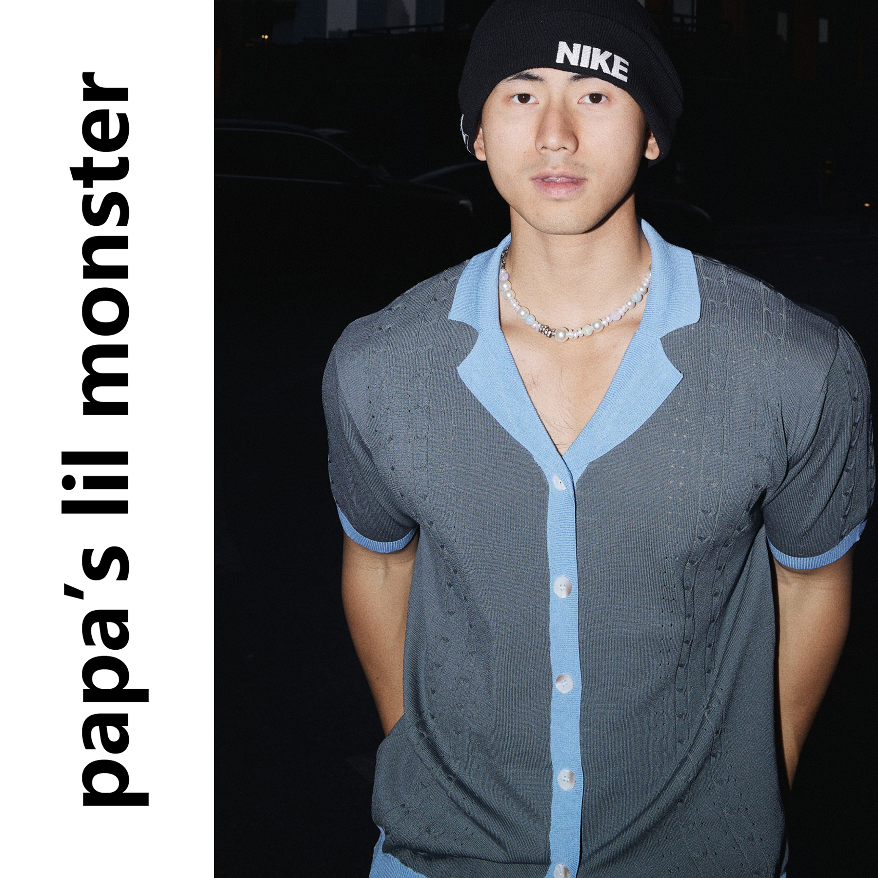 PAPASLILMONSTER【原创】美式复古针织撞色衬衫男女休闲老钱短袖