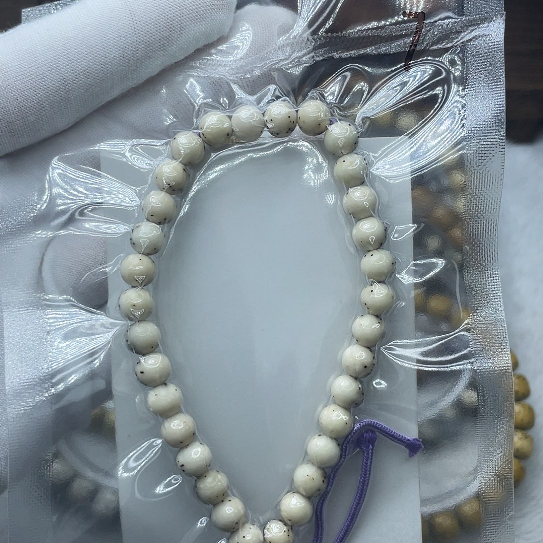 星月菩提手串原生态骨瓷白7圆通体留白手持