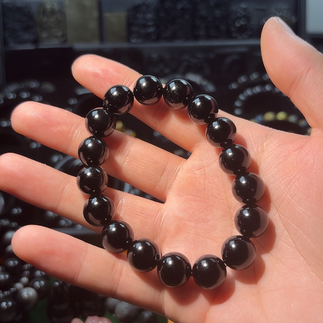 黑曜岩未镶嵌手链黑曜石12mm