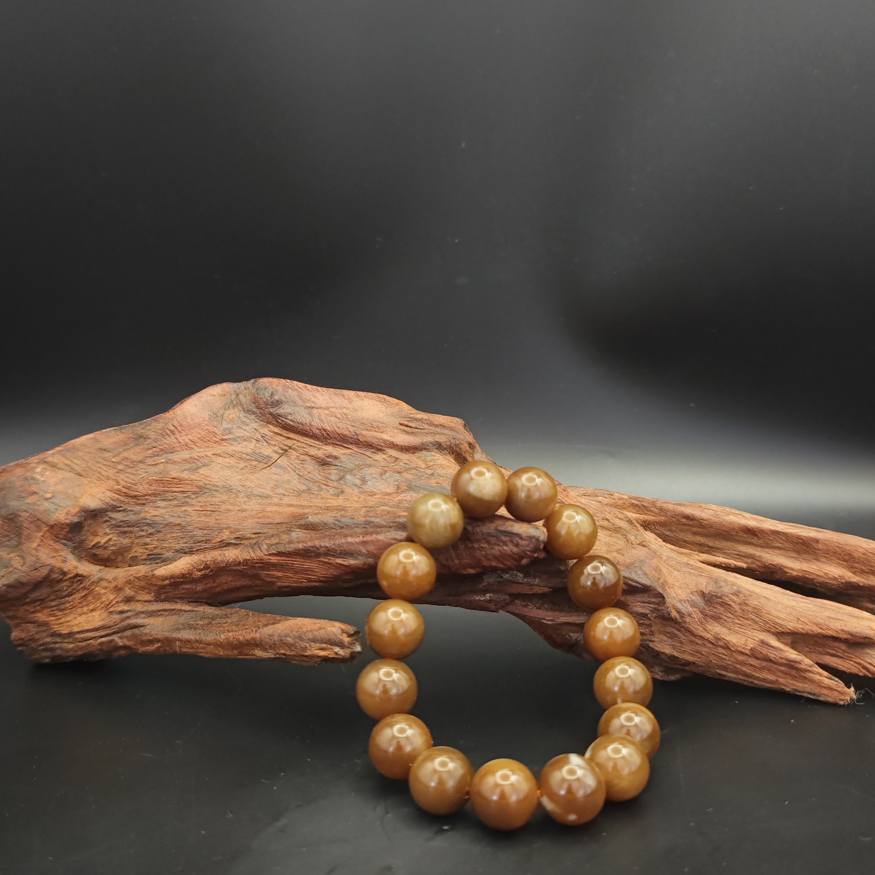 Q和田玉且末糖圆珠手串（3991）12