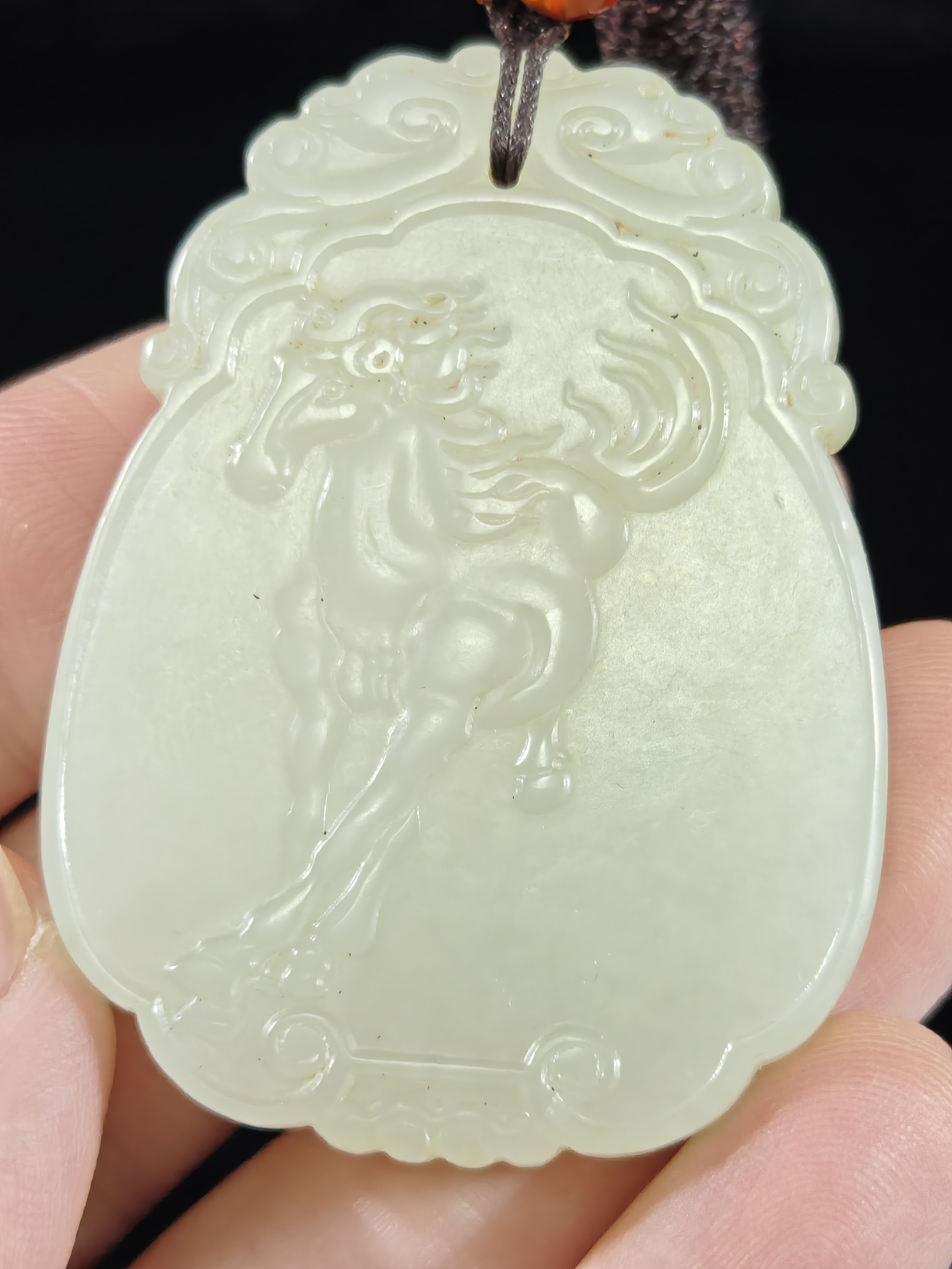 天然和田玉马到成功玉牌玉佩挂件