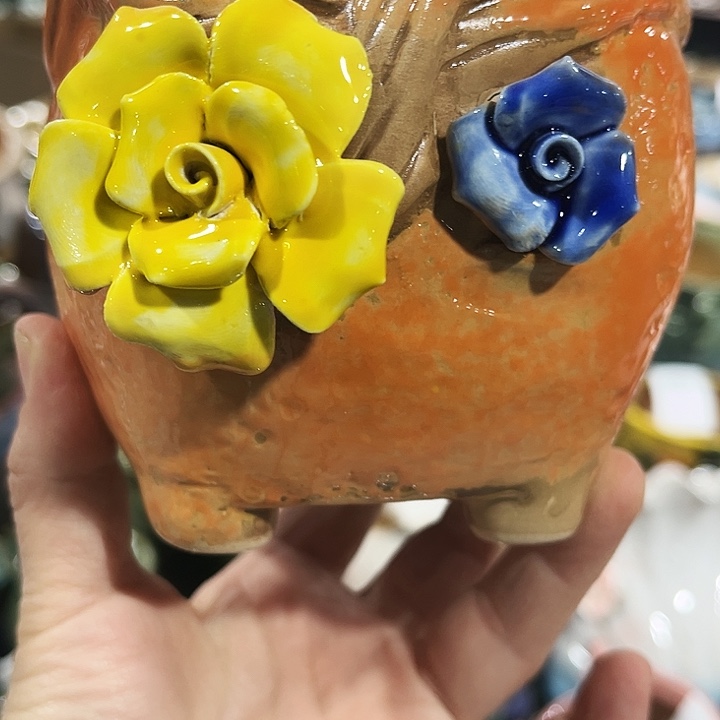 瓷片花盆多肉植物艺术品