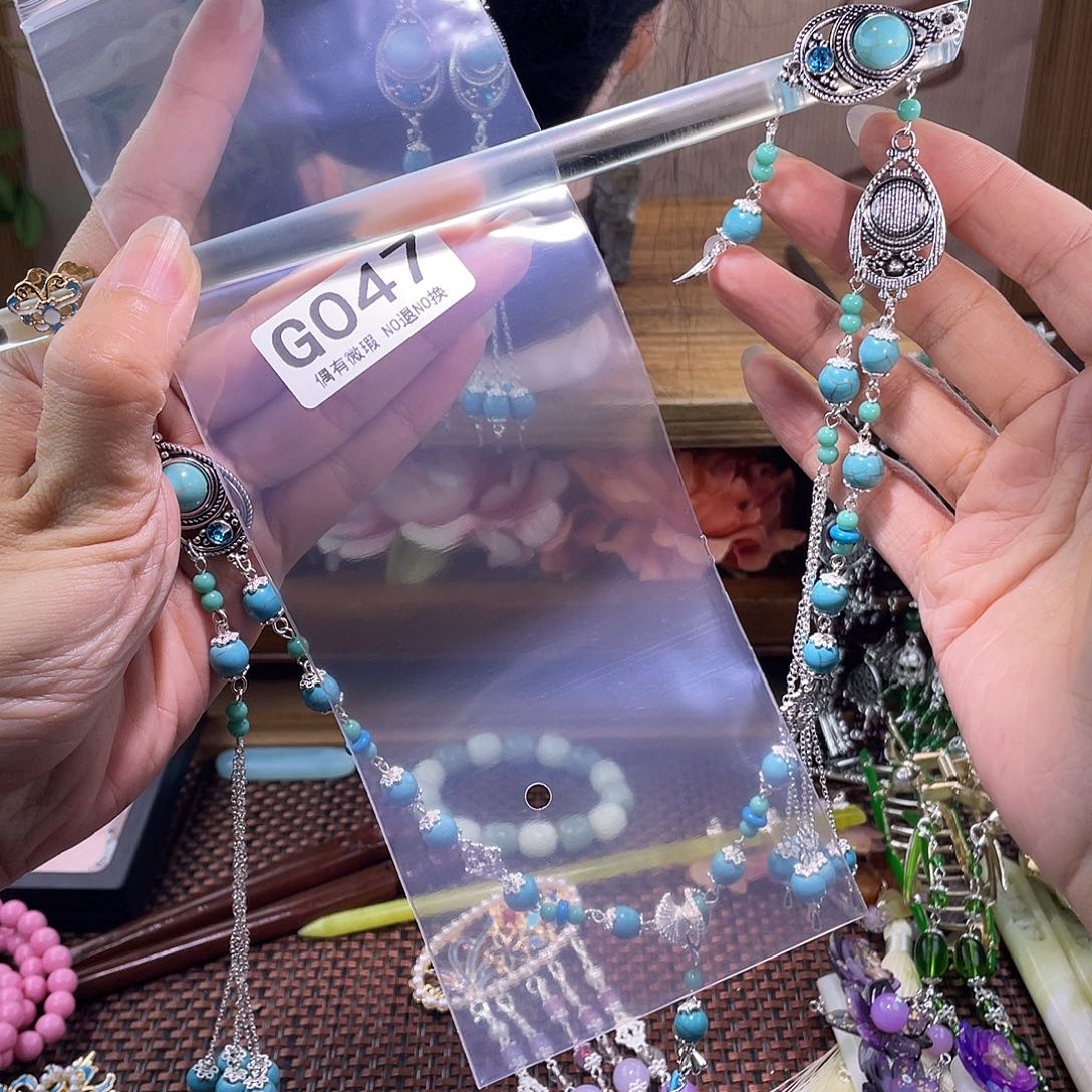 七****蛇纹石玉合金发饰