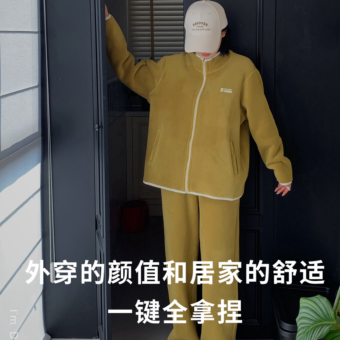 25159 杜小宅冬日保暖箱 女友面包衣 摇粒绒复合羊羔绒家居服套装