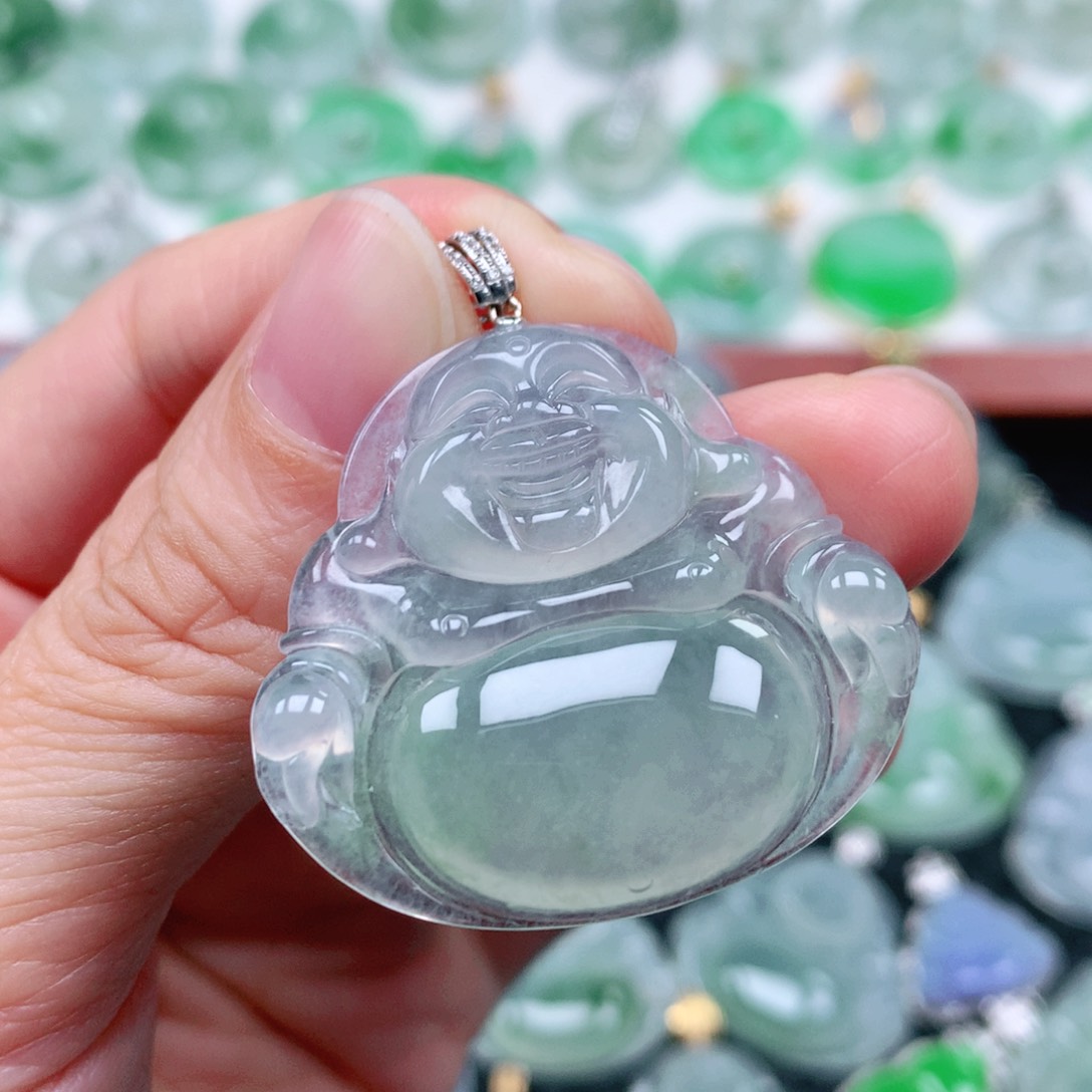 翡翠吊坠(不含链)18K金镶嵌