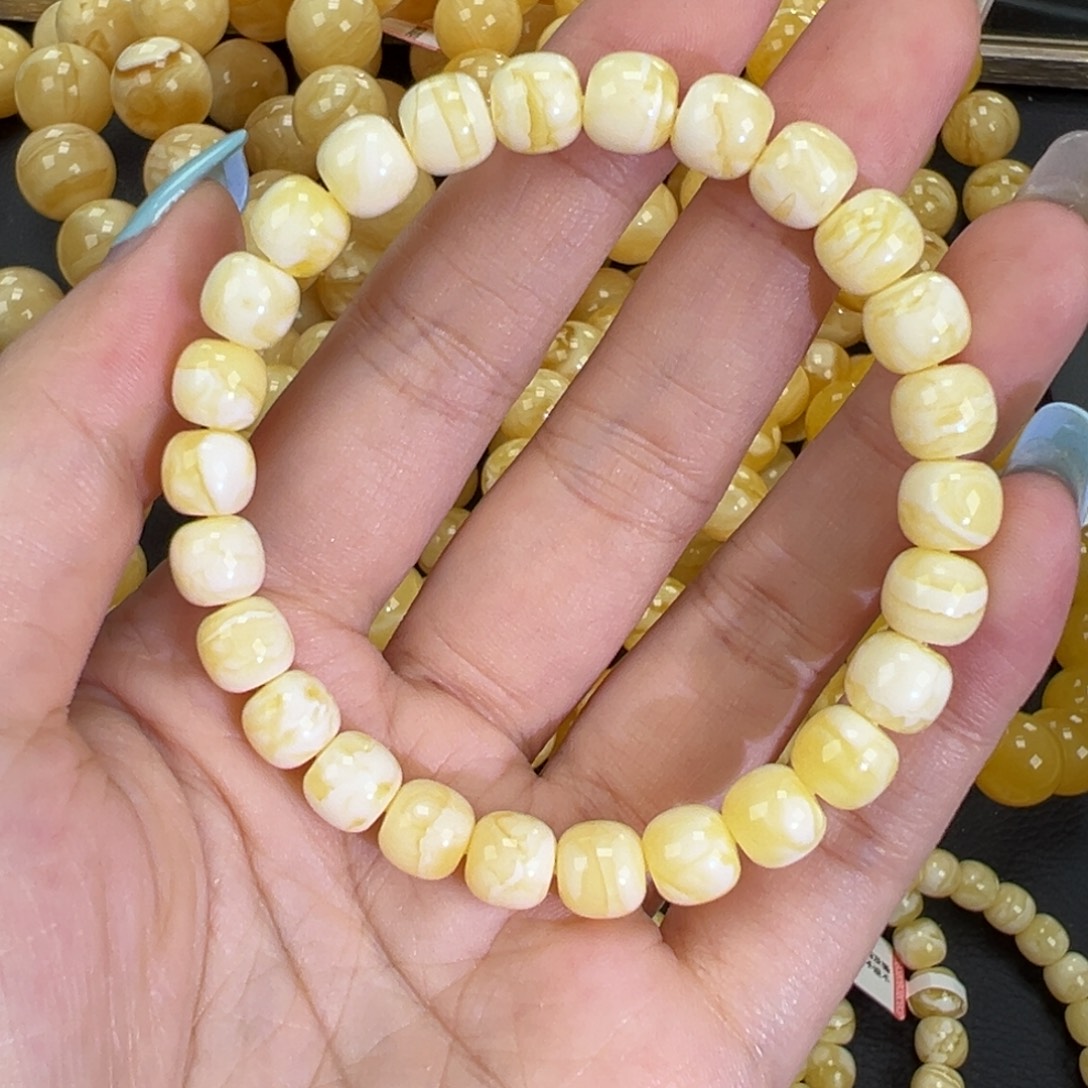 琥珀未镶嵌手链8瓷白精工