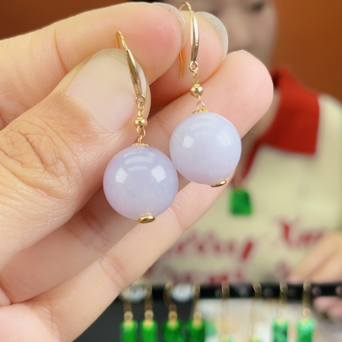 翡翠18K金镶嵌耳饰