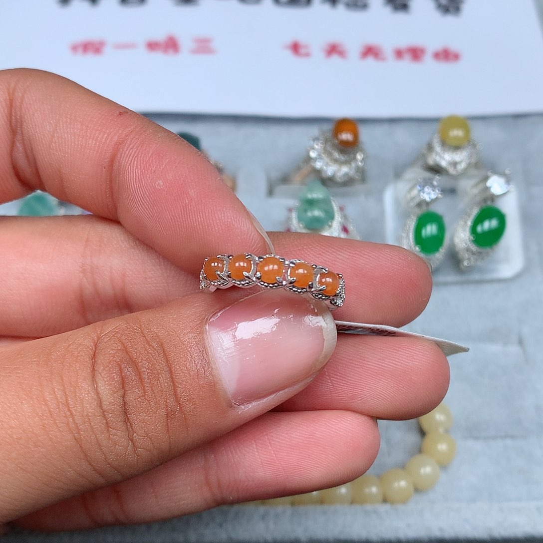 翡翠银S925镶嵌戒指122号