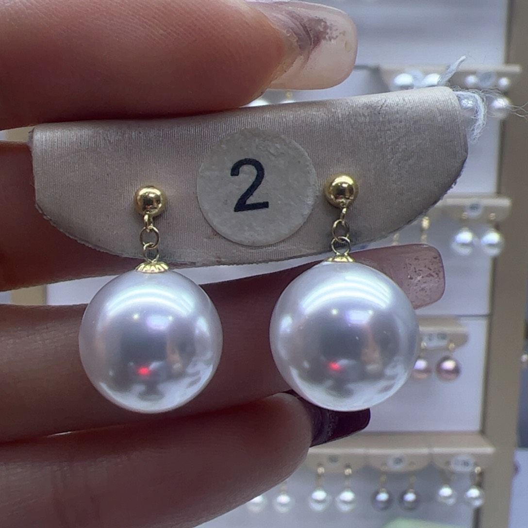 淡水珍珠耳饰18K金镶嵌