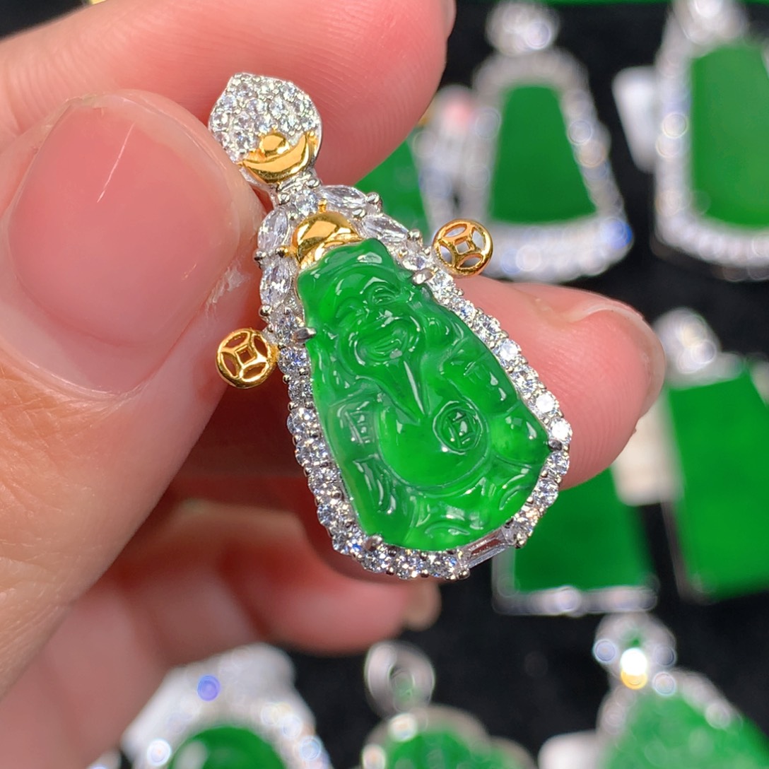 翡翠吊坠(不含链)银S925镶嵌