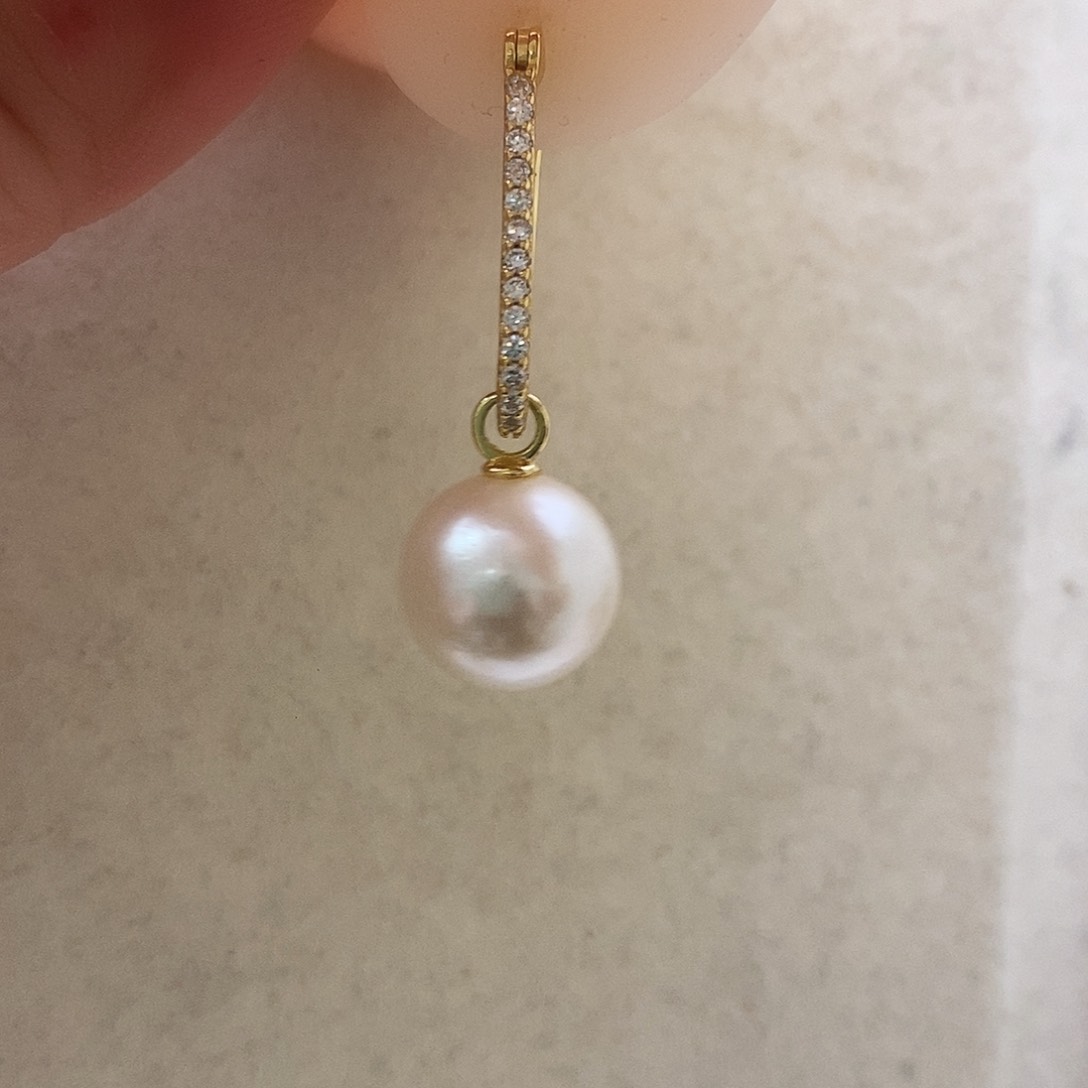 淡水珍珠耳饰银S925镶嵌