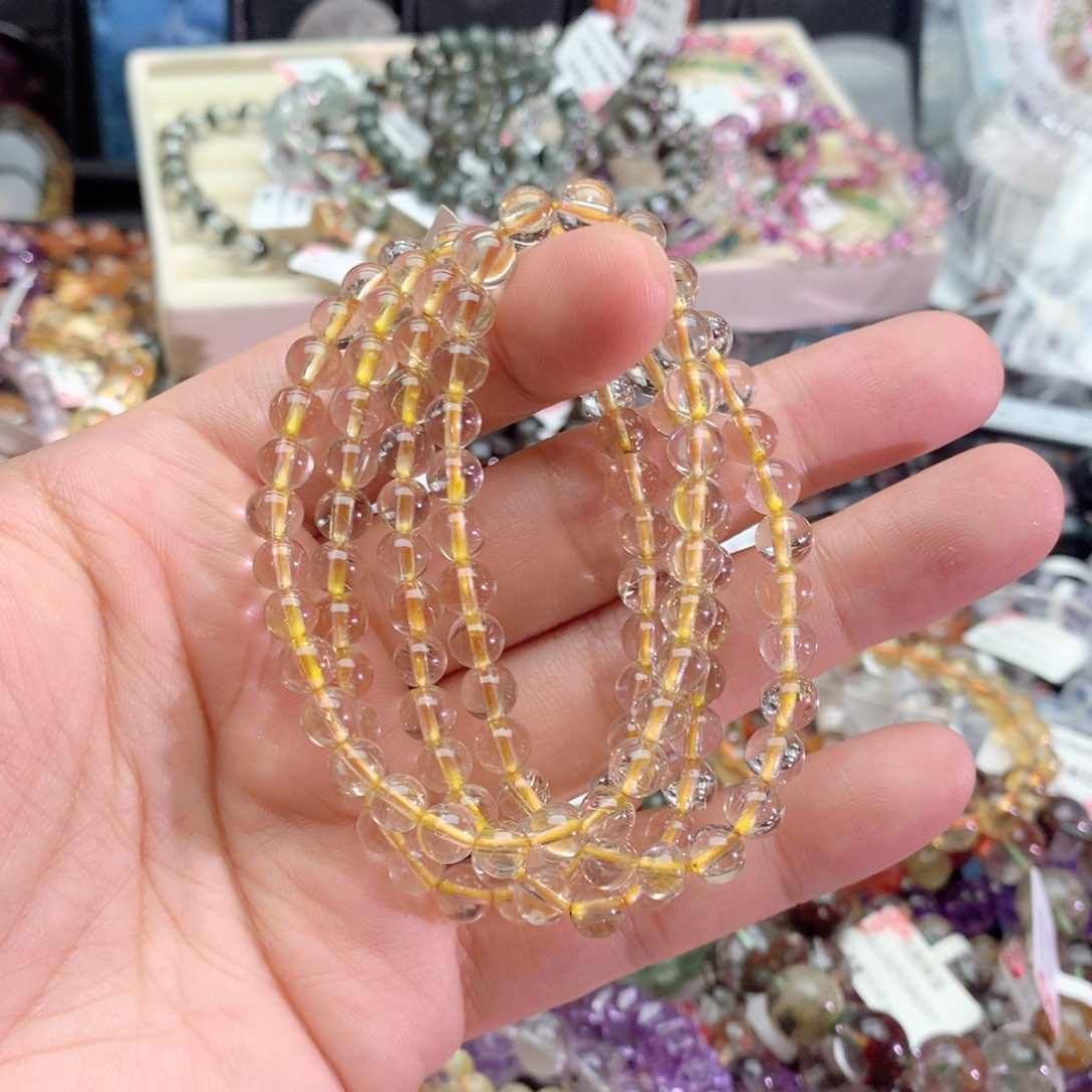 抬***柔水晶手链未镶嵌发晶手链多圈6+