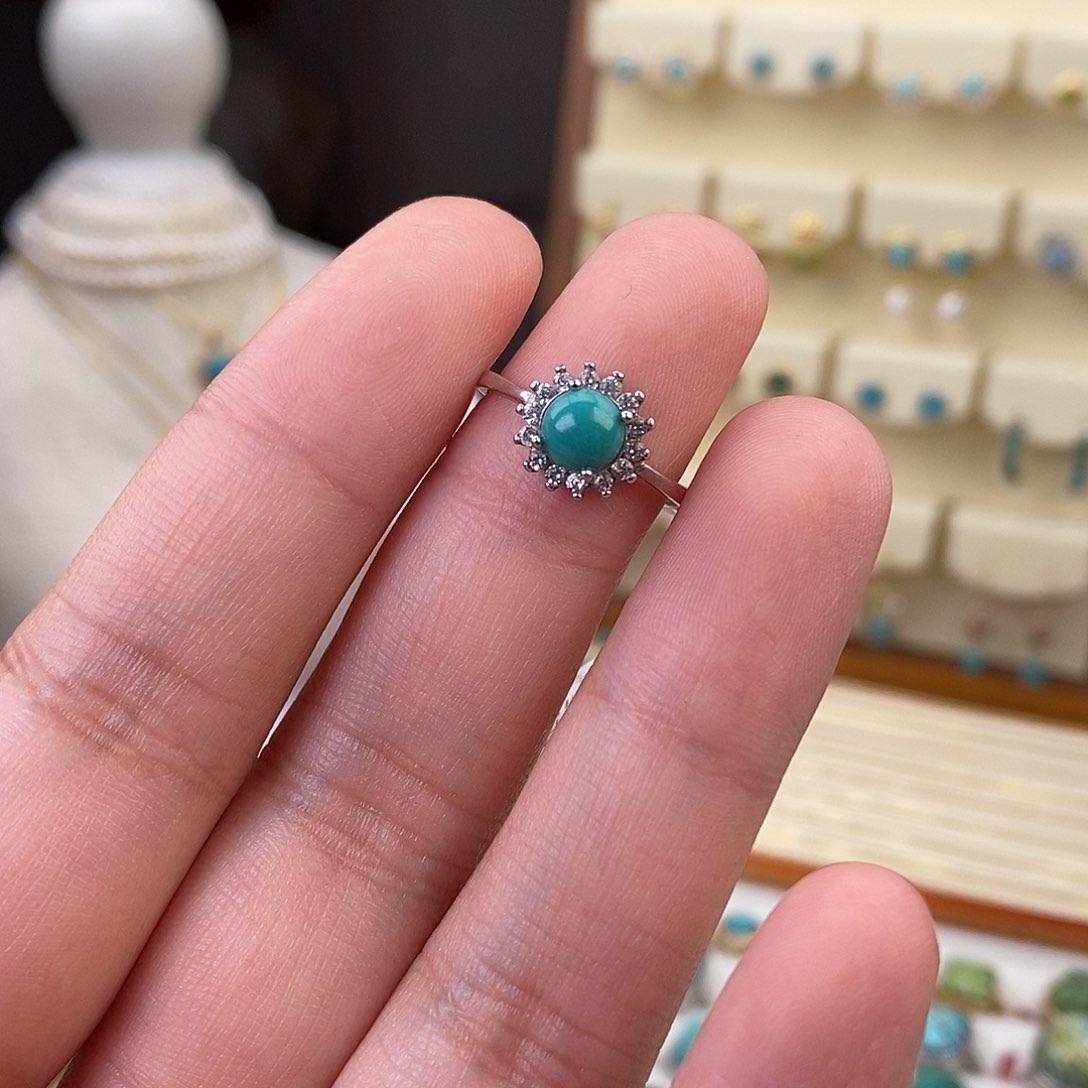 绿松石戒指银S925镶嵌