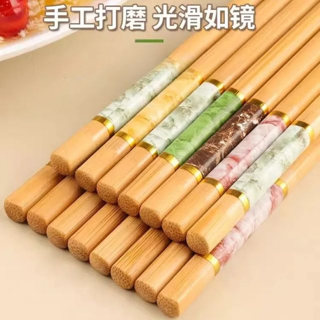 Y高端轻奢筷子家用高档新款耐高温使用防滑简约长快油炸木一人一