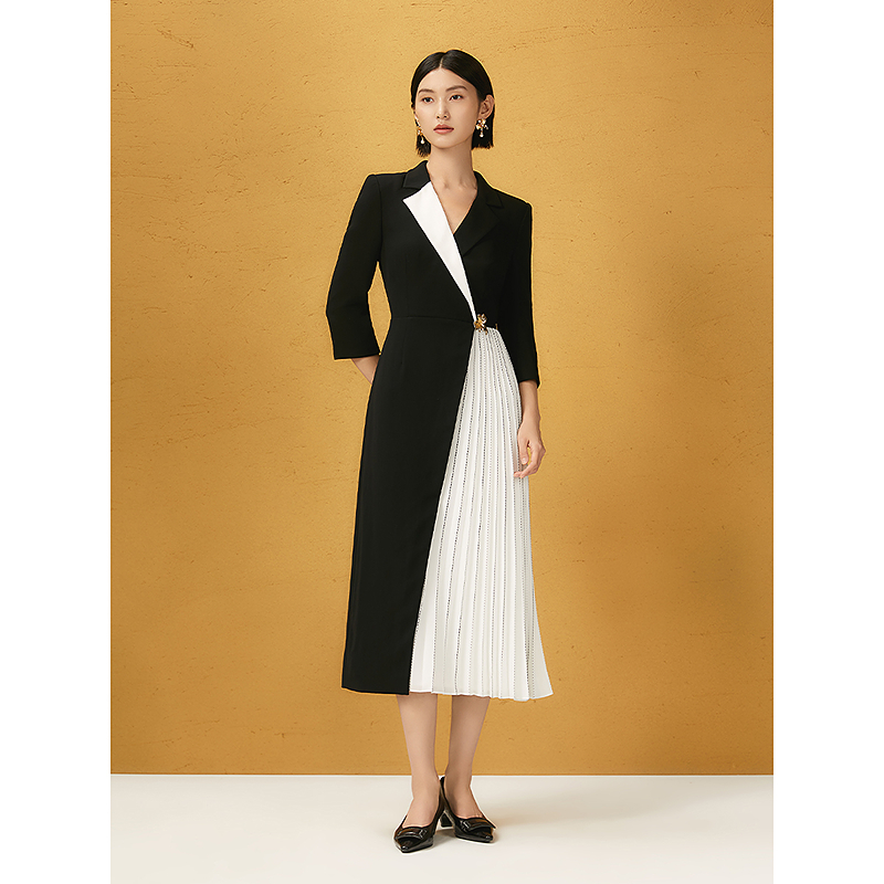 Song of Song歌中歌2025醋酸黑白高级奢感拼接连衣裙5C65305450