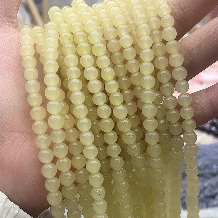 玛瑙/玉髓珠宝半成品未镶嵌一条6mm左右黄口和田玉